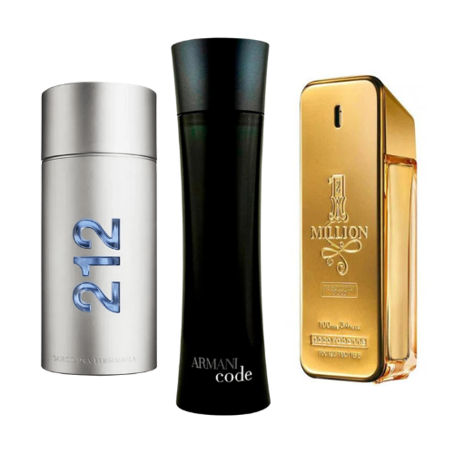 Set di 3 profumi 212 Men NYC, Paco Rabanne One Milion, Armani Code Homme 100ml